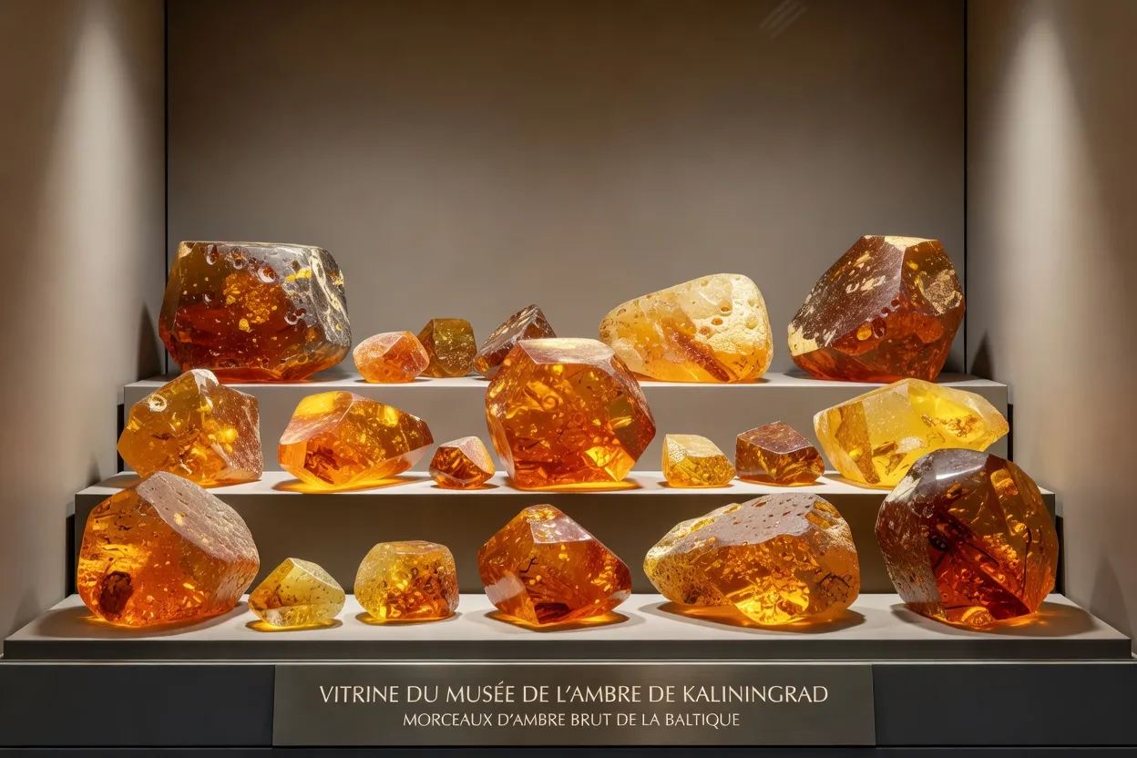 Ambre brut de la Baltique exposé au musée de l'ambre de Kaliningrad