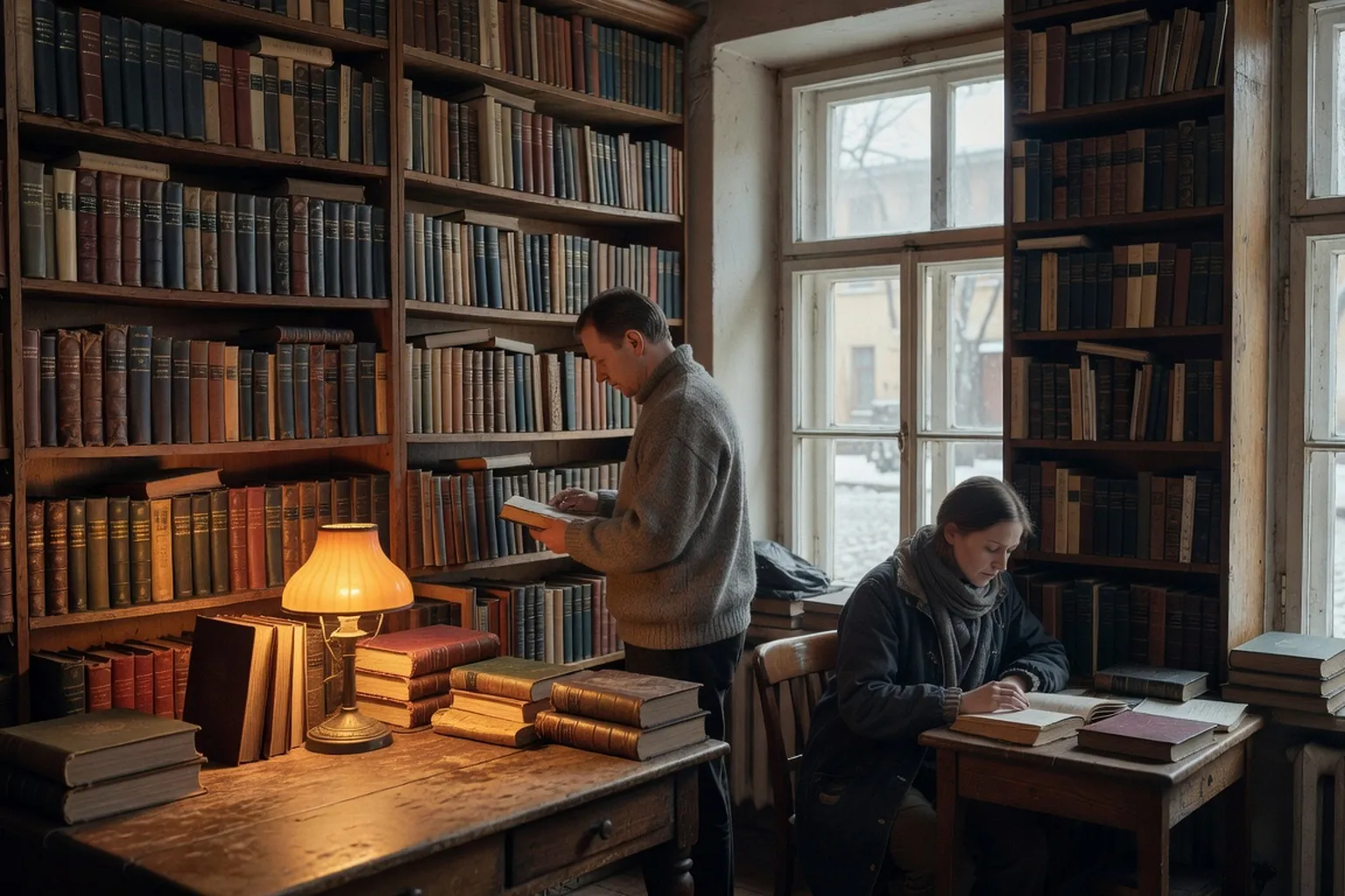 Librairie russe aux rayonnages de livres en cyrillique