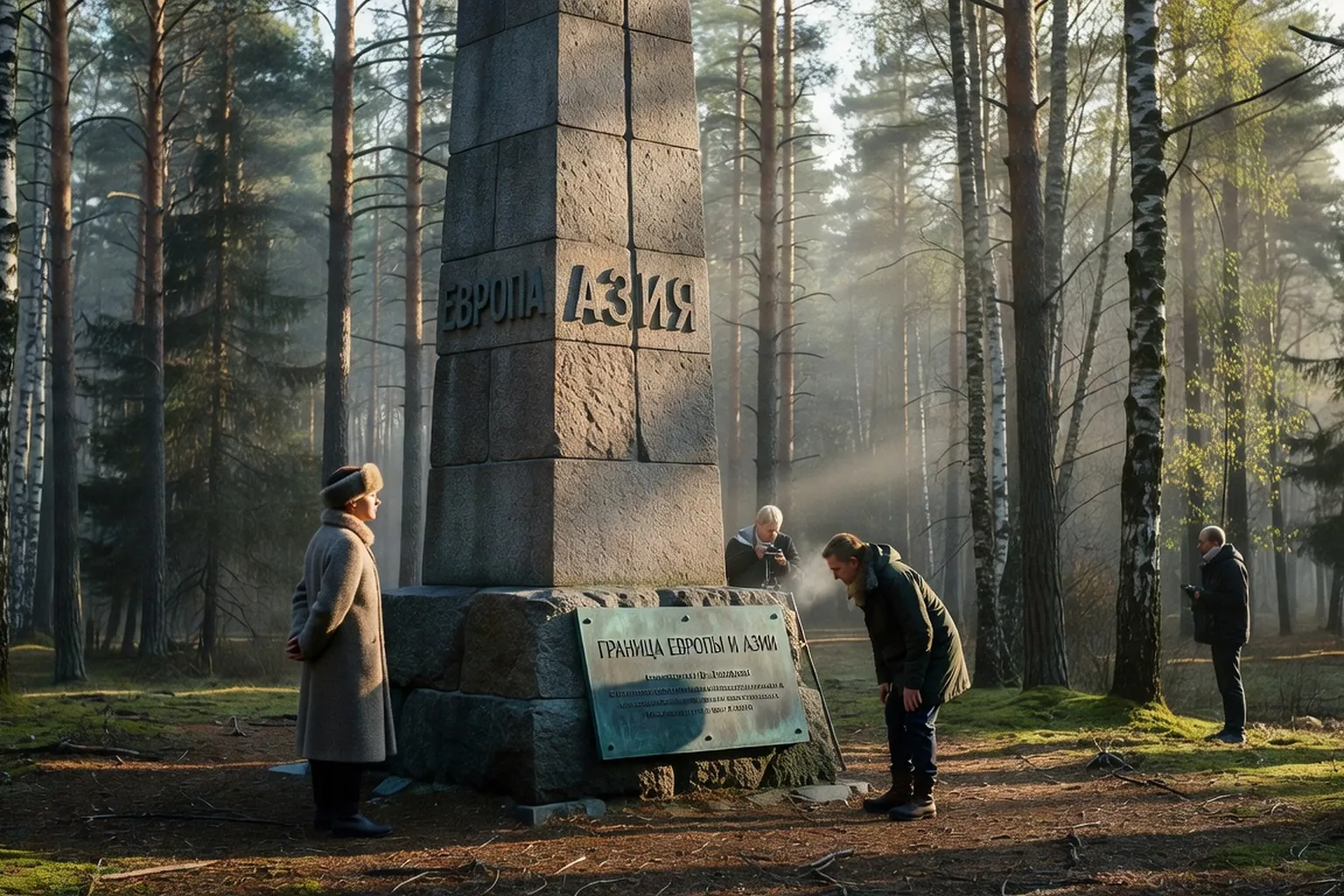 Monument frontiere Europe-Asie dans l'Oural a Iekaterinbourg