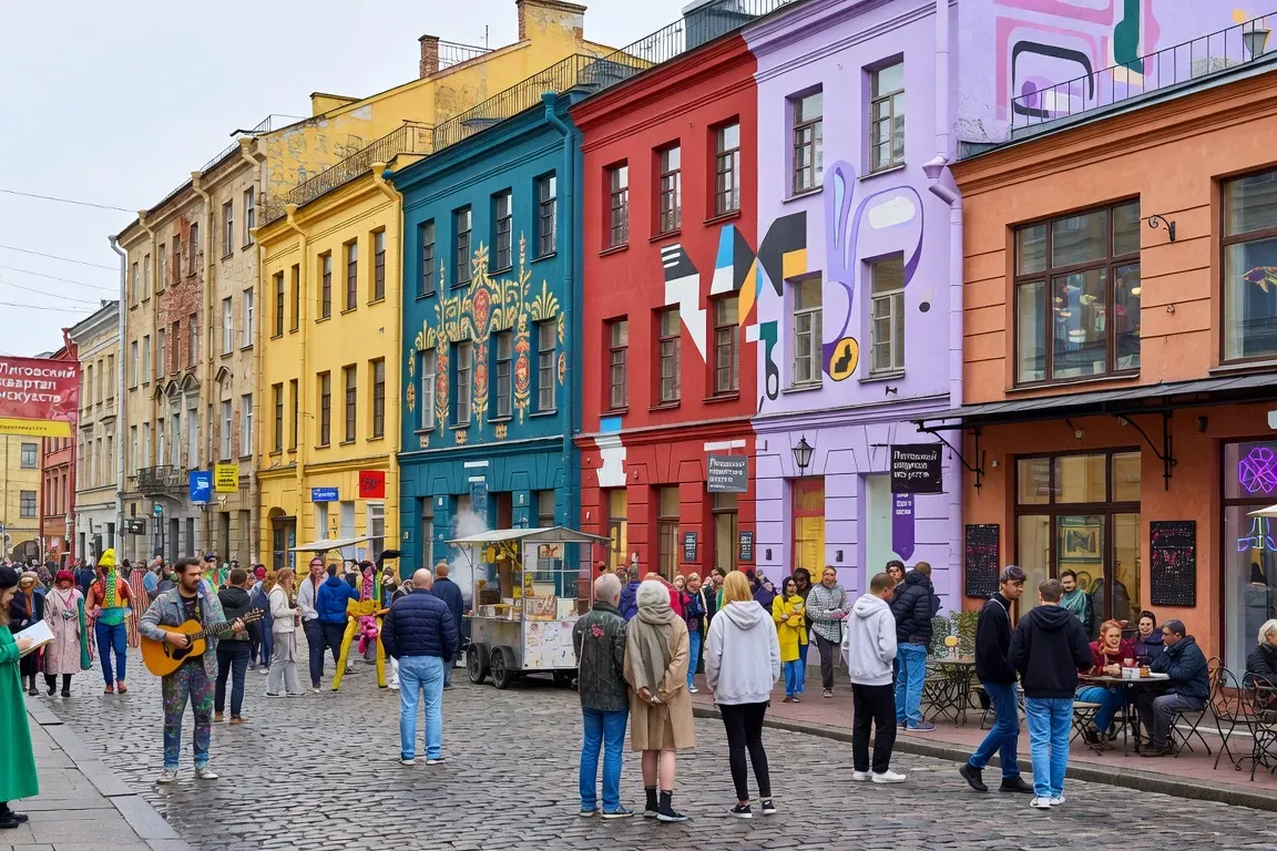 Quartier Ligovsky de Saint-Pétersbourg, façades colorées