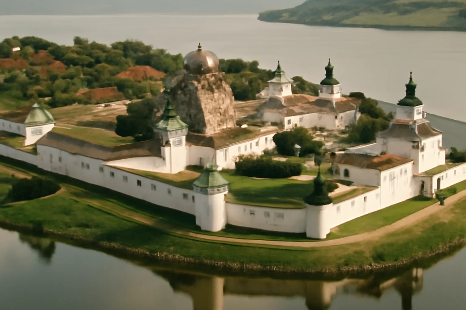 Ile-forteresse de Sviajsk sur la Volga avec monastere blanc
