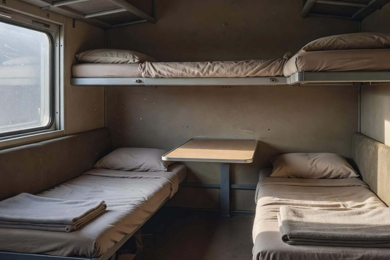 Interieur d'un compartiment kupe de train RZD russe