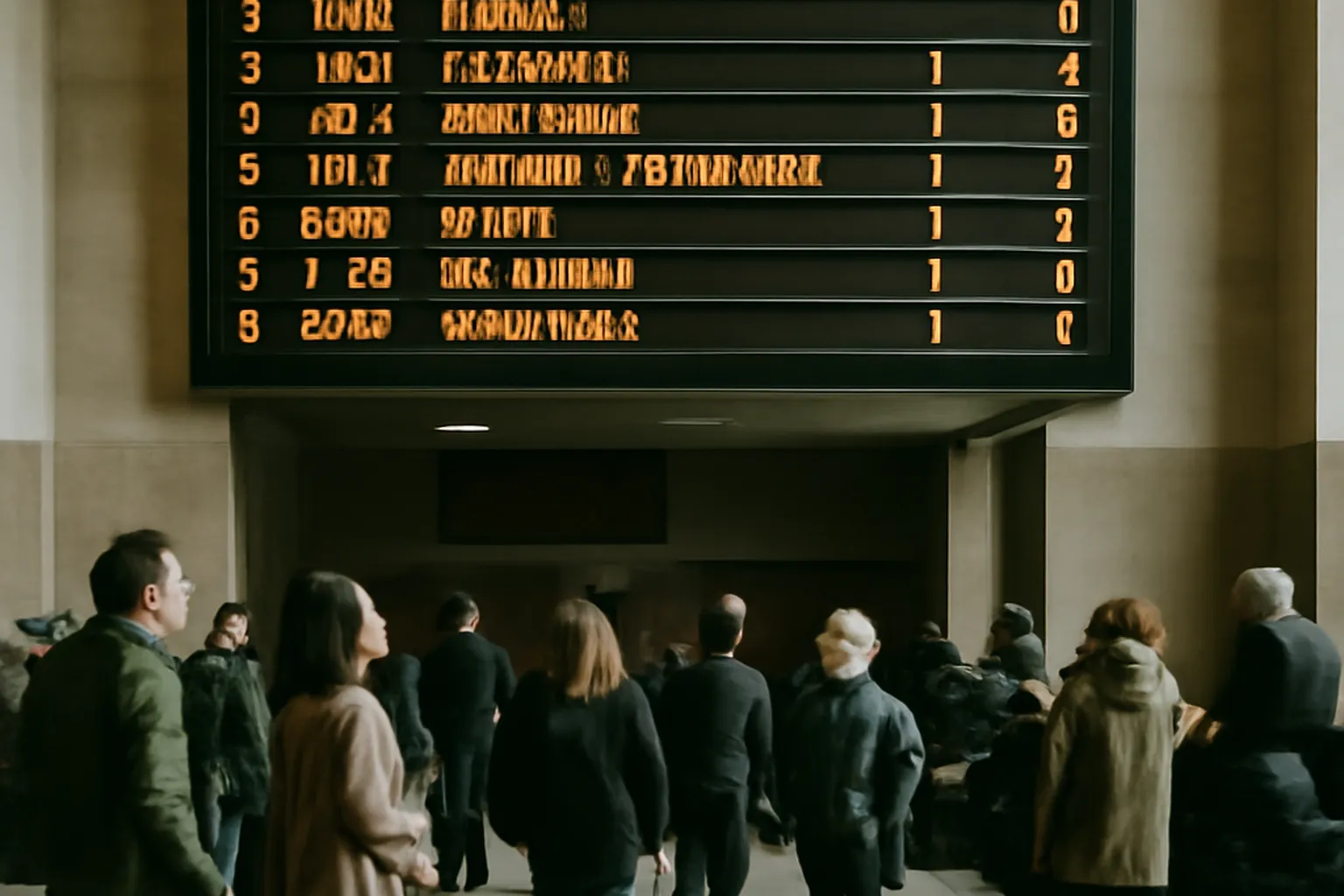 Panneau d'affichage des departs en gare russe en cyrillique