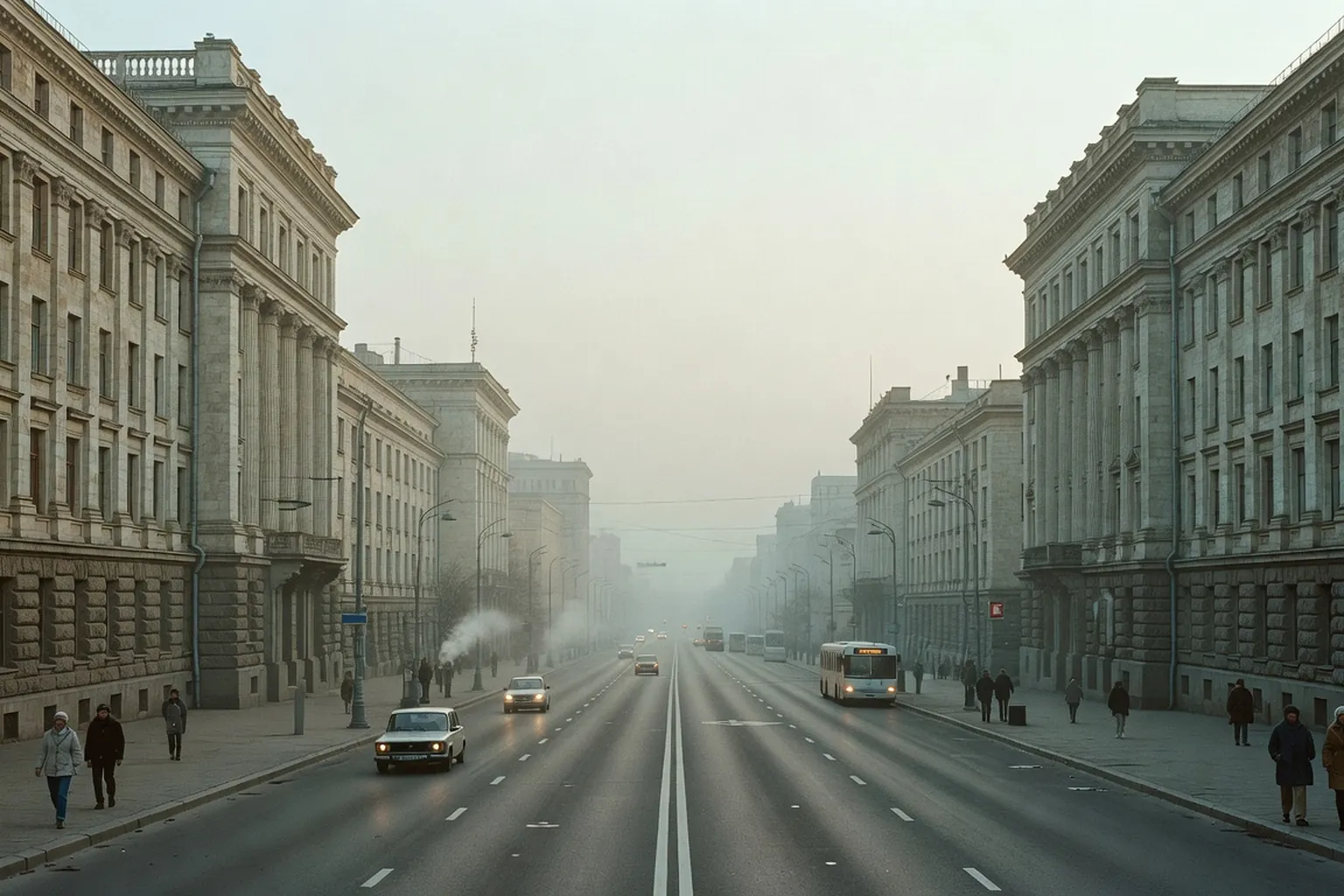 Avenue de l'Independance a Minsk avec architecture stalinienne