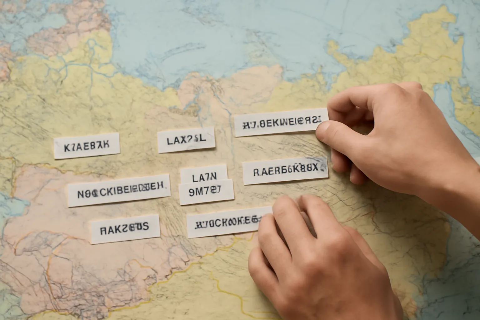 Organisation d'un itinéraire de voyage sur une carte de la Russie avec cartes-étapes